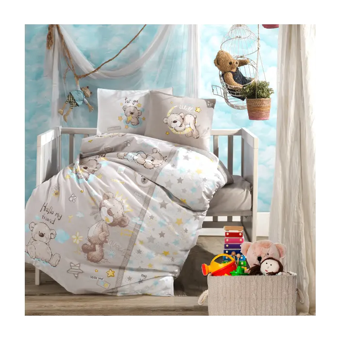 Pamučna baby posteljina Little bear set s plahtom